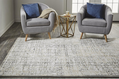 10 x 13 Ivory & Gray Stain Resistant Rug