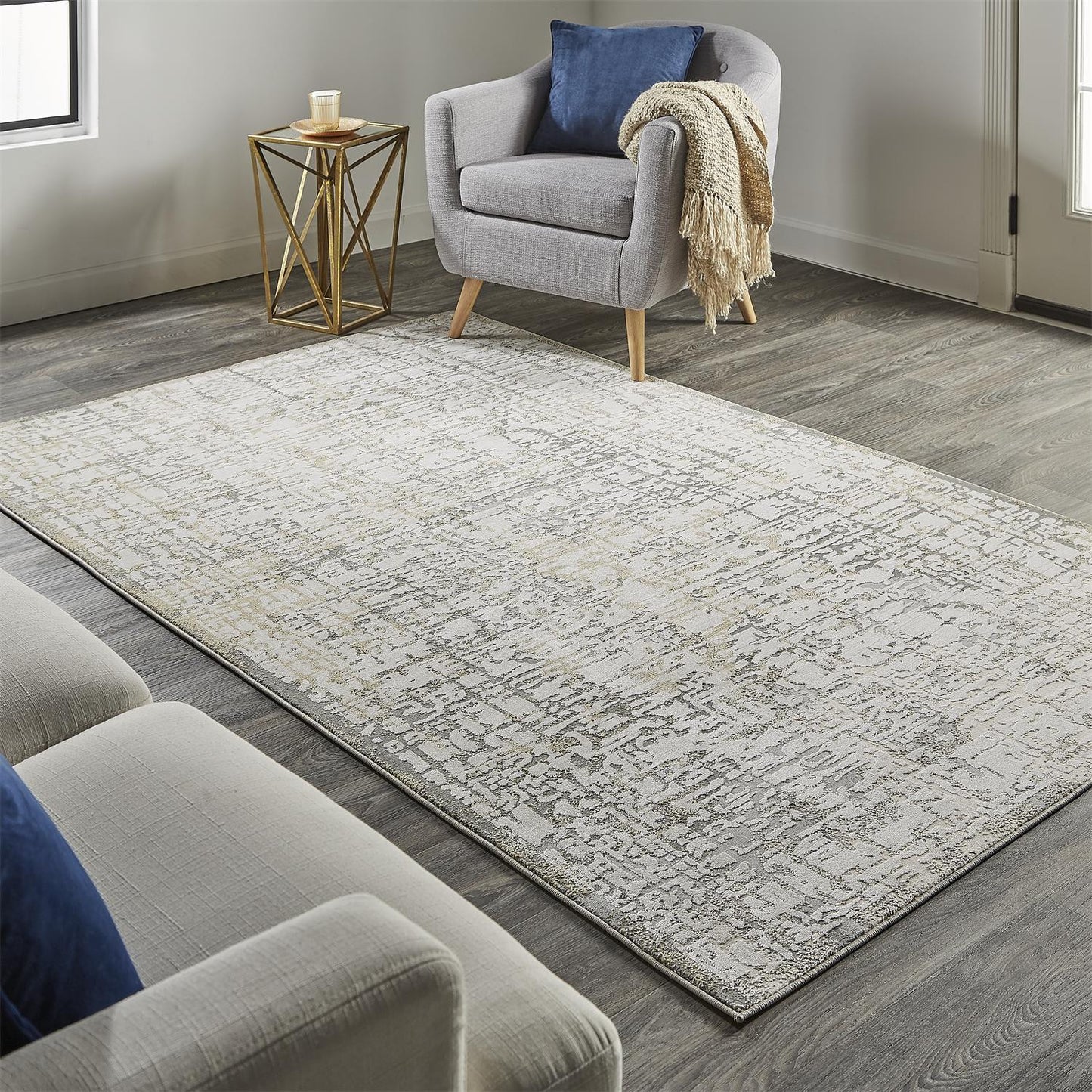 12 x 15 Ivory & Gray Stain Resistant Rug