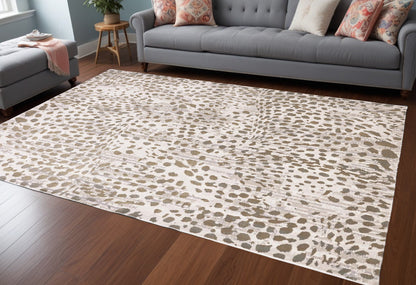 10 x 13 Brown & Ivory Stain Resistant Rug