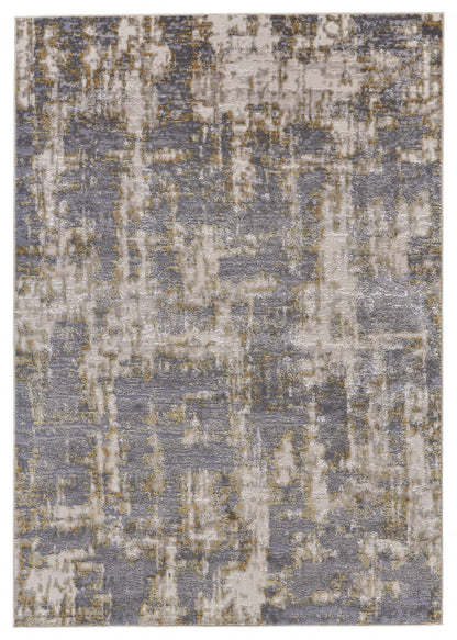 10 x 13 Gray & Gold Stain Resistant Rug