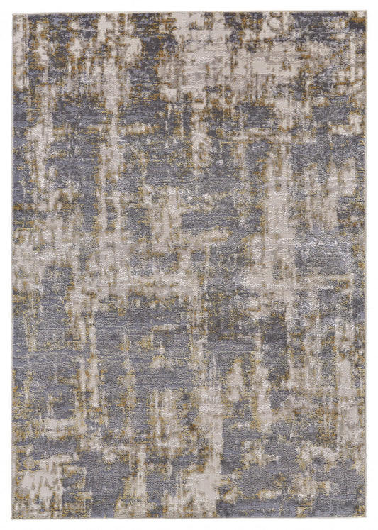 10 x 13 Gray & Gold Stain Resistant Rug