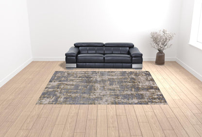 10 x 13 Gray & Gold Stain Resistant Rug