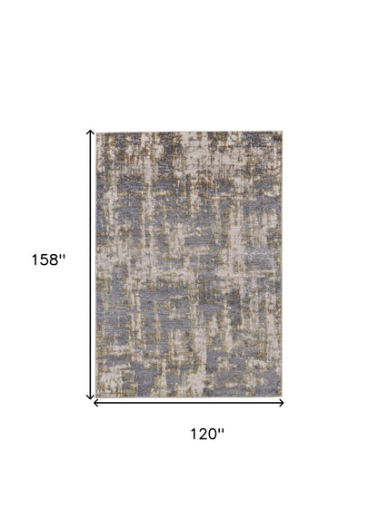 10 x 13 Gray & Gold Stain Resistant Rug