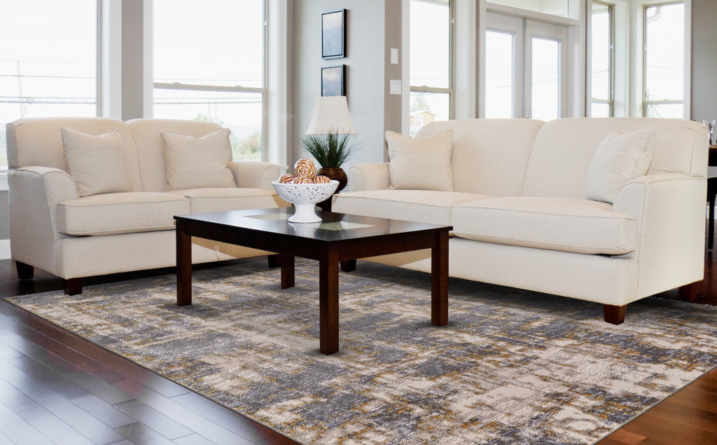 12 x 15 Gray & Gold Rug