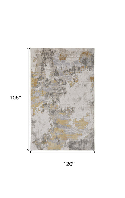 10 x 13 Ivory Gold & Gray Stain Resistant Rug