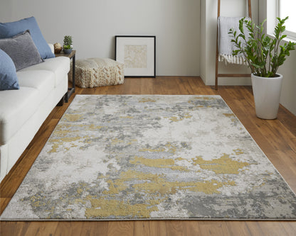 10 x 13 Ivory Gold & Gray Stain Resistant Rug