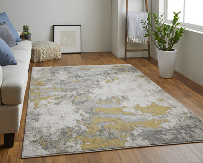 10 x 13 Ivory Gold & Gray Stain Resistant Rug