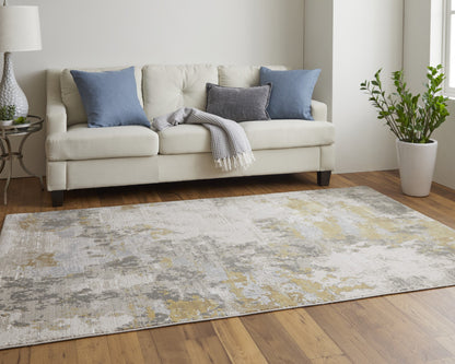 10 x 13 Ivory Gold & Gray Stain Resistant Rug