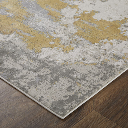10 x 13 Ivory Gold & Gray Stain Resistant Rug