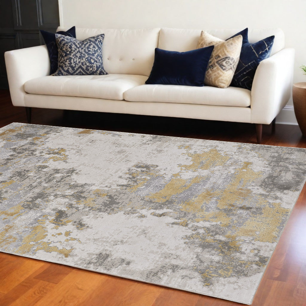 12 x 15 Ivory Gold & Gray Stain Resistant Rug