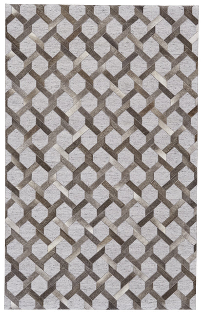 10 x 13 Gray Taupe & Silver Geometric Hand Woven Rug