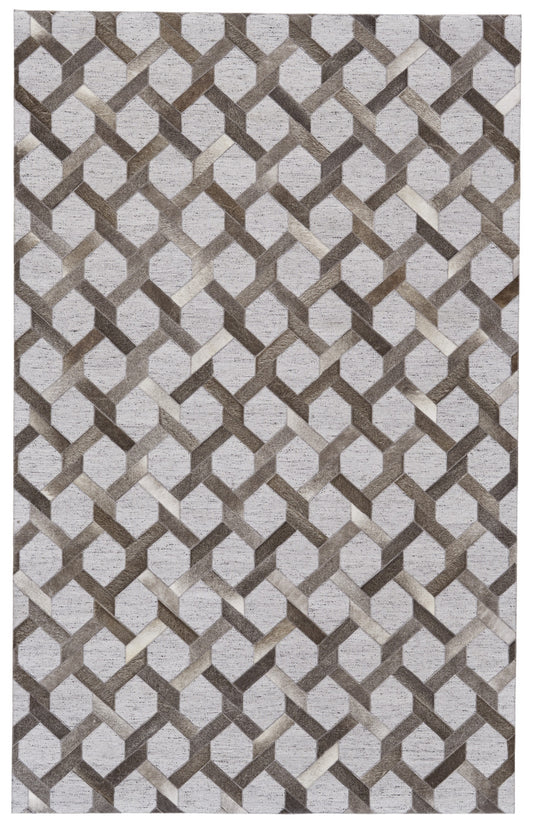 10 x 13 Gray Taupe & Silver Geometric Hand Woven Rug