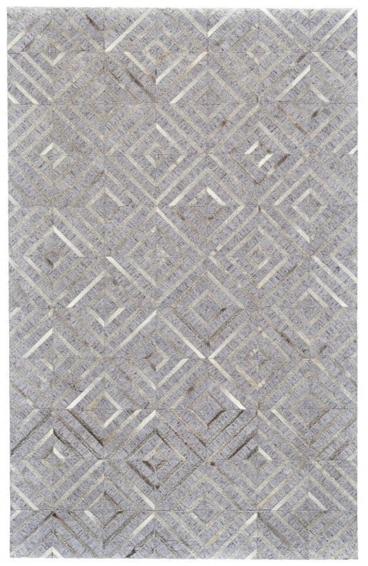 10 x 13 Gray Taupe & Ivory Geometric Hand Woven Rug