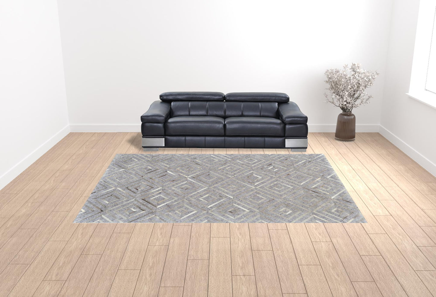 10 x 13 Gray Taupe & Ivory Geometric Hand Woven Rug