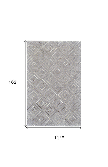 10 x 13 Gray Taupe & Ivory Geometric Hand Woven Rug