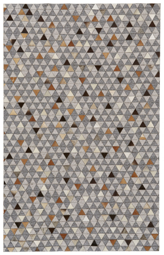 10 x 13 Gray Ivory & Brown Geometric Hand Woven Rug