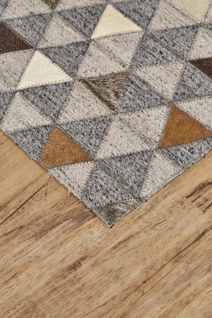 10 x 13 Gray Ivory & Brown Geometric Hand Woven Rug
