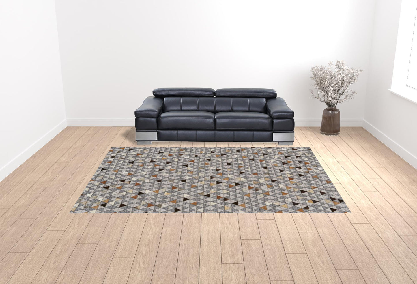 10 x 13 Gray Ivory & Brown Geometric Hand Woven Rug