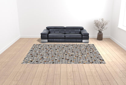 10 x 13 Gray Ivory & Brown Geometric Hand Woven Rug