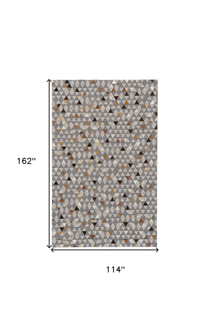 10 x 13 Gray Ivory & Brown Geometric Hand Woven Rug