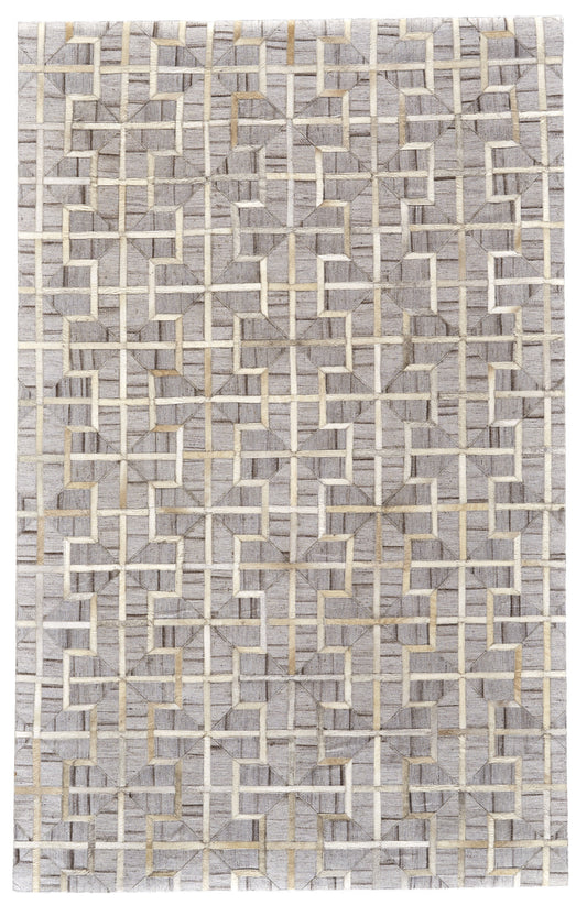 10 x 13 Gray Ivory & Brown Geometric Hand Woven Rug