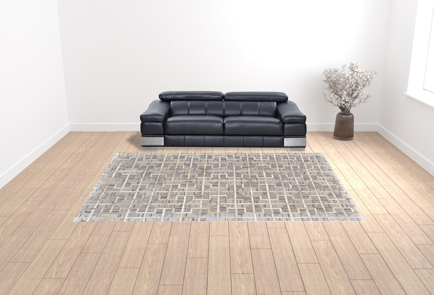 10 x 13 Gray Ivory & Brown Geometric Hand Woven Rug