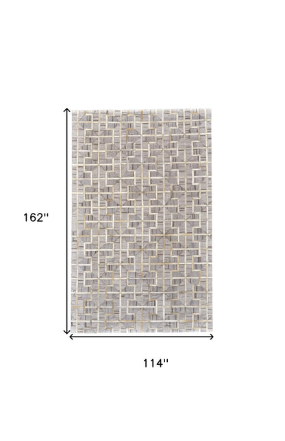 10 x 13 Gray Ivory & Brown Geometric Hand Woven Rug