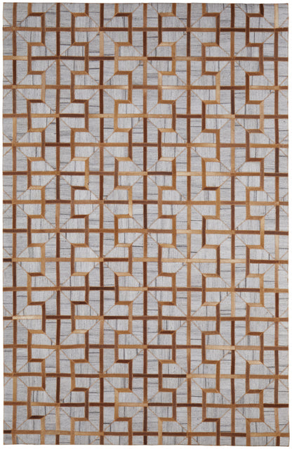 10 x 13 Tan Brown & Gray Geometric Hand Woven Rug