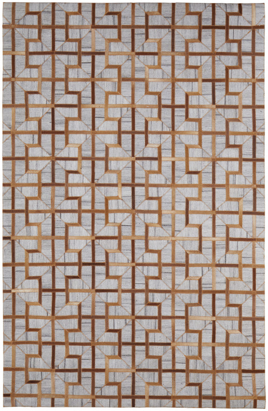10 x 13 Tan Brown & Gray Geometric Hand Woven Rug