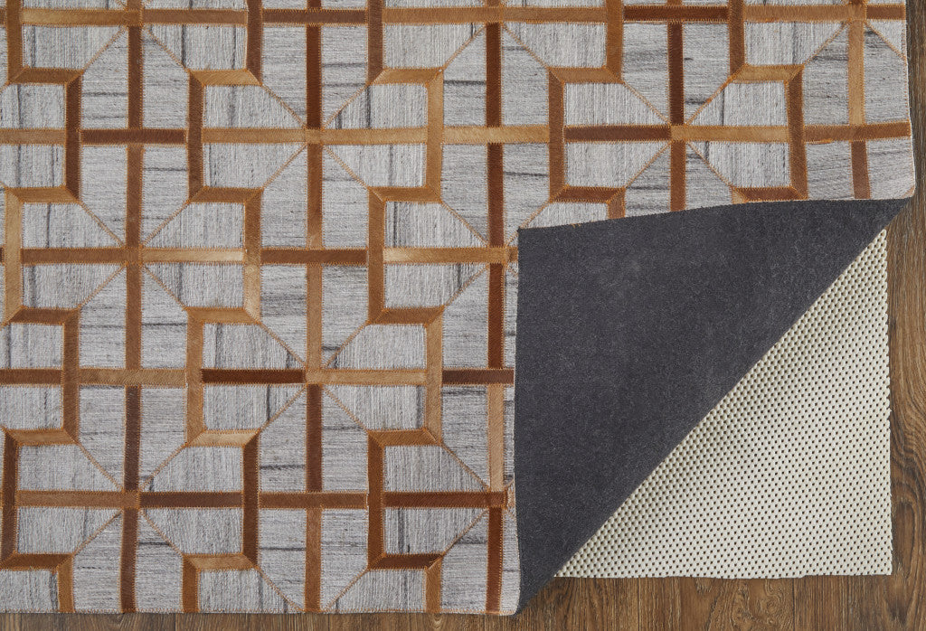10 x 13 Tan Brown & Gray Geometric Hand Woven Rug