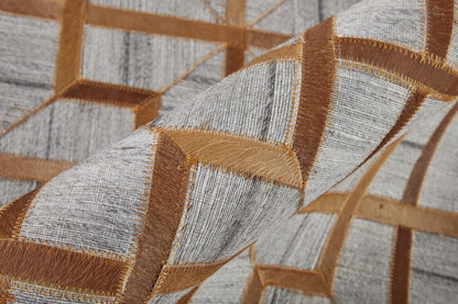 10 x 13 Tan Brown & Gray Geometric Hand Woven Rug