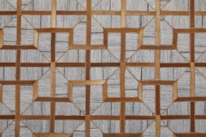 10 x 13 Tan Brown & Gray Geometric Hand Woven Rug