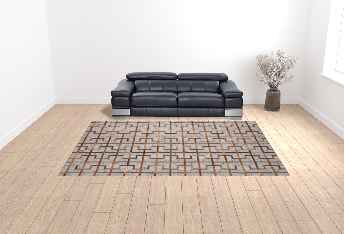 10 x 13 Tan Brown & Gray Geometric Hand Woven Rug