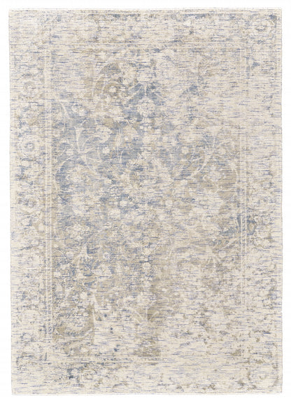 10 x 13 Ivory Blue & Tan Hand Woven Rug