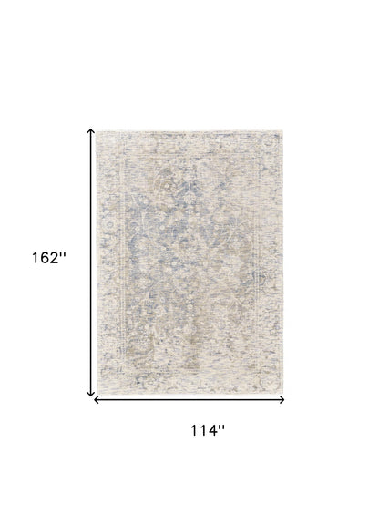 10 x 13 Ivory Blue & Tan Hand Woven Rug