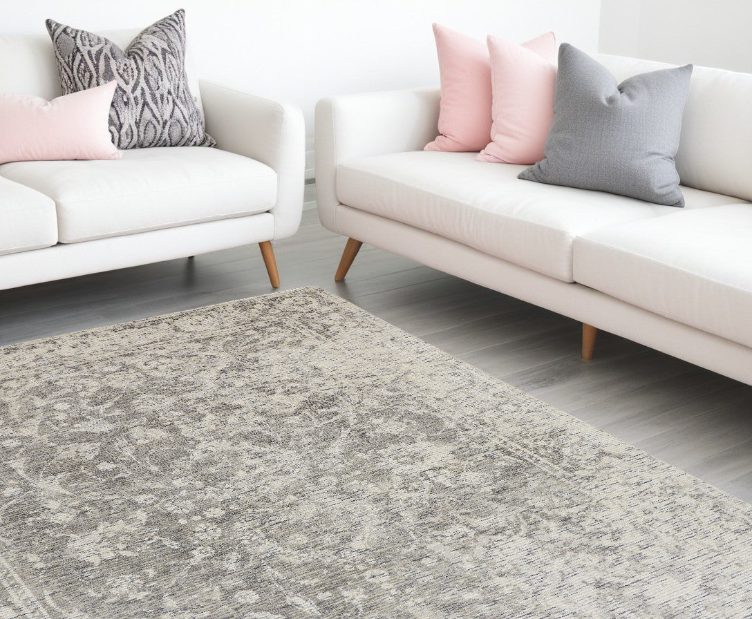 10 x 13 Ivory & Gray Hand Woven Rug