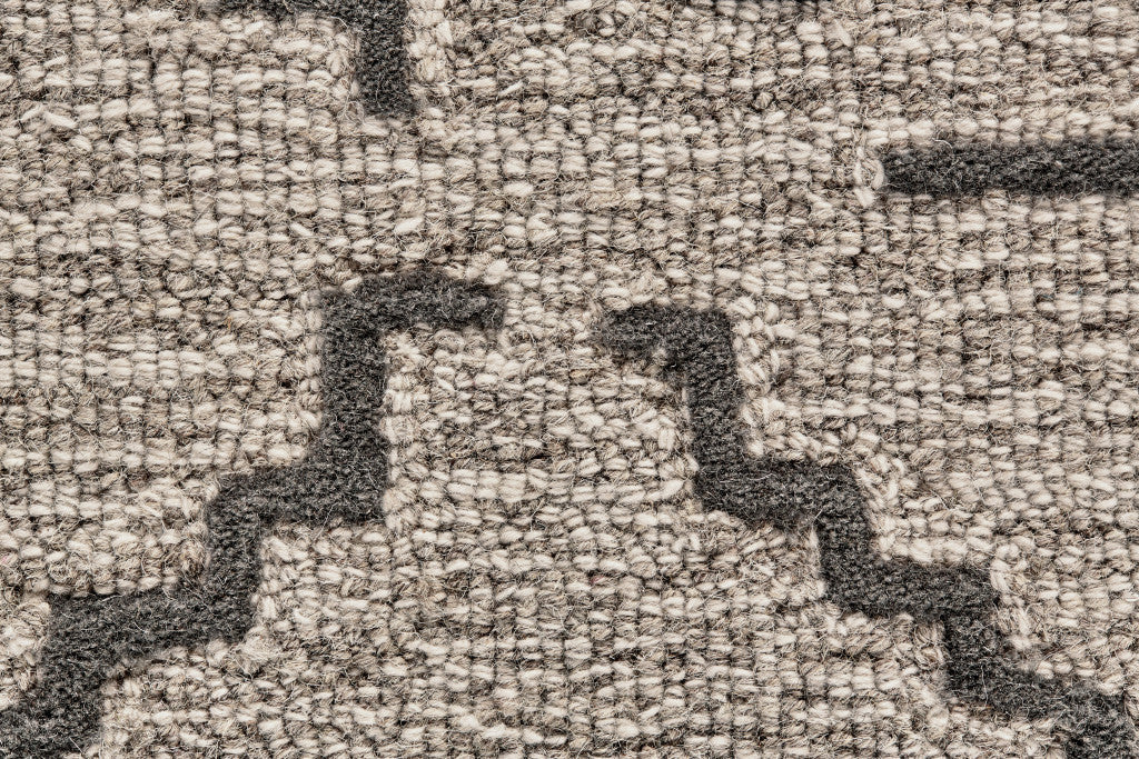 10 x 13 Black Taupe & Gray Wool Geometric Tufted Handmade Stain Resistant Rug