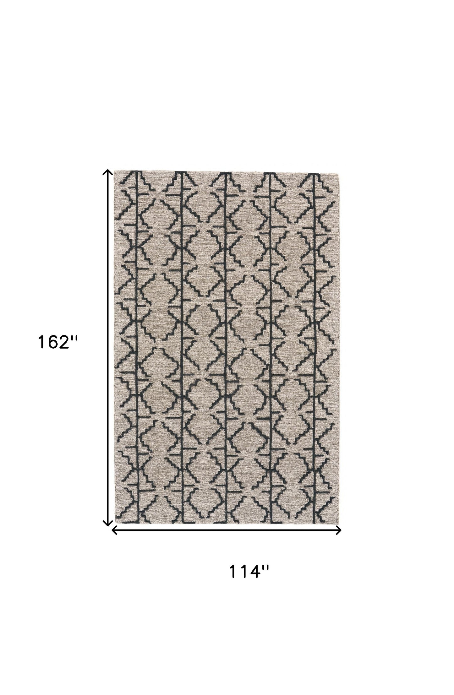 10 x 13 Black Taupe & Gray Wool Geometric Tufted Handmade Stain Resistant Rug