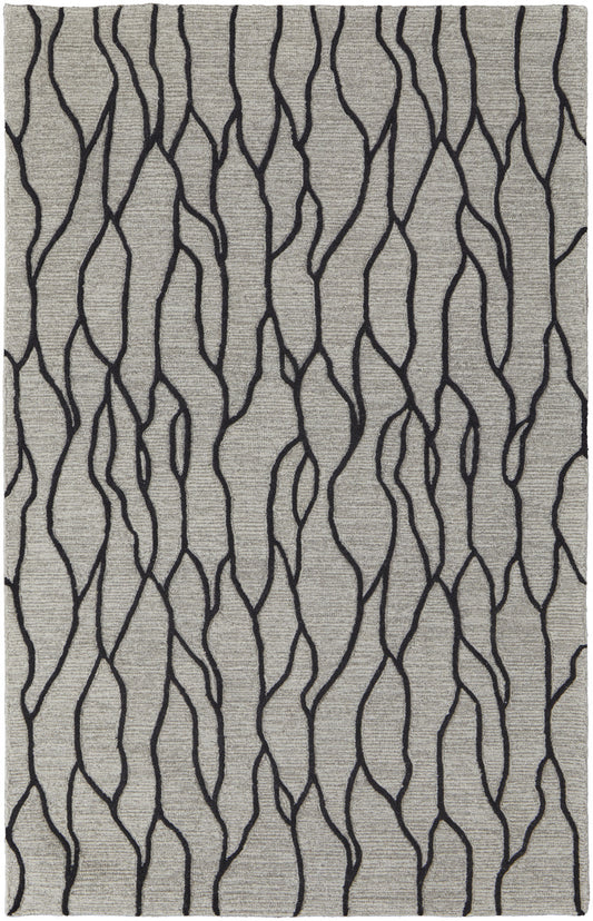 10 x 13 Taupe Black & Gray Wool Tufted Handmade Stain Resistant Rug
