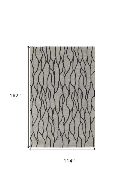 10 x 13 Taupe Black & Gray Wool Tufted Handmade Stain Resistant Rug