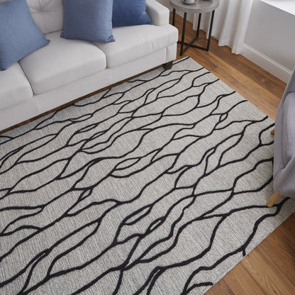 10 x 13 Taupe Black & Gray Wool Tufted Handmade Stain Resistant Rug