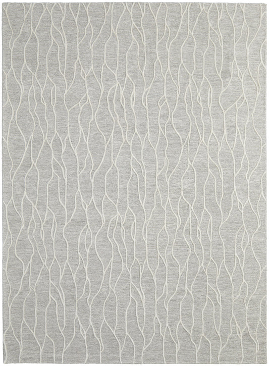 10 x 13 Taupe & Ivory Wool Tufted Handmade Stain Resistant Rug