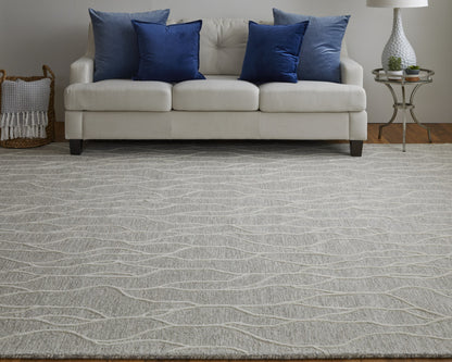 10 x 13 Taupe & Ivory Wool Tufted Handmade Stain Resistant Rug