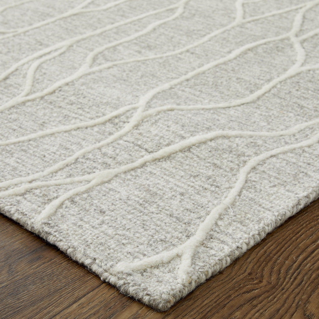 10 x 13 Taupe & Ivory Wool Tufted Handmade Stain Resistant Rug