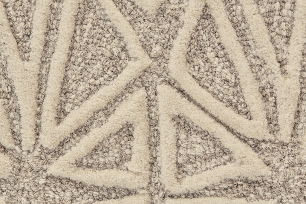 10 x 13 Tan & Ivory Wool Geometric Tufted Handmade Stain Resistant Rug