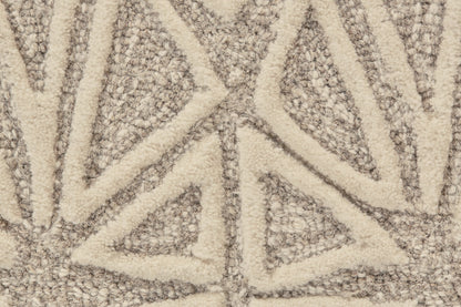 10 x 13 Tan & Ivory Wool Geometric Tufted Handmade Stain Resistant Rug