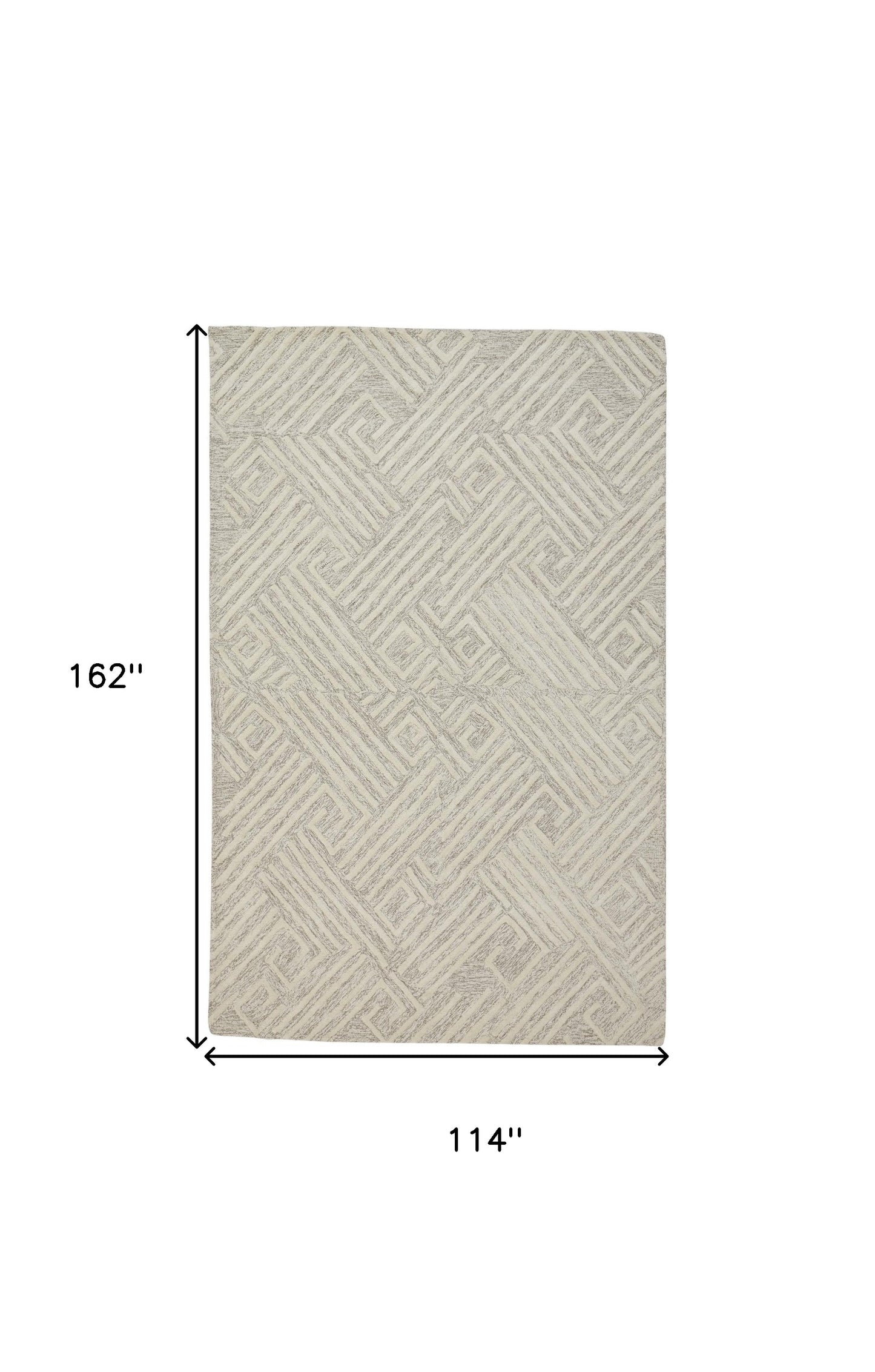 10 x 13 Tan & Ivory Wool Geometric Tufted Handmade Stain Resistant Rug