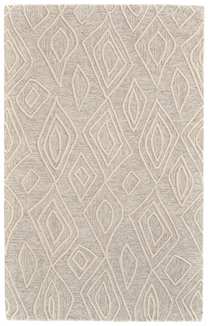10 x 13 Tan & Ivory Wool Geometric Tufted Handmade Stain Resistant Rug