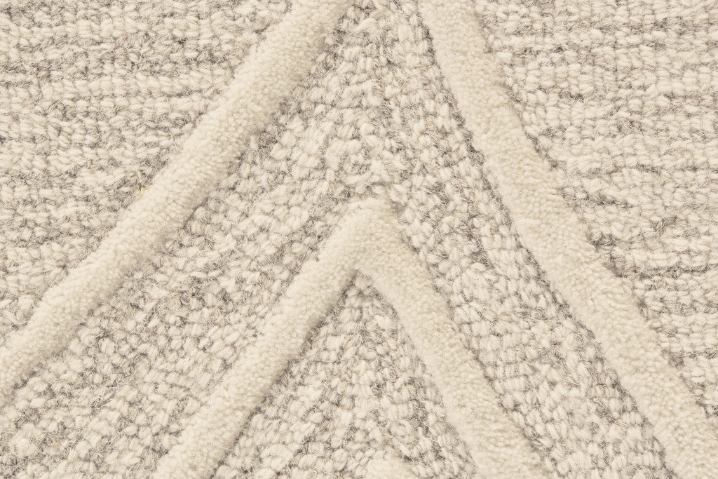 10 x 13 Tan & Ivory Wool Geometric Tufted Handmade Stain Resistant Rug