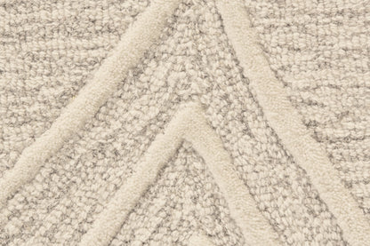10 x 13 Tan & Ivory Wool Geometric Tufted Handmade Stain Resistant Rug